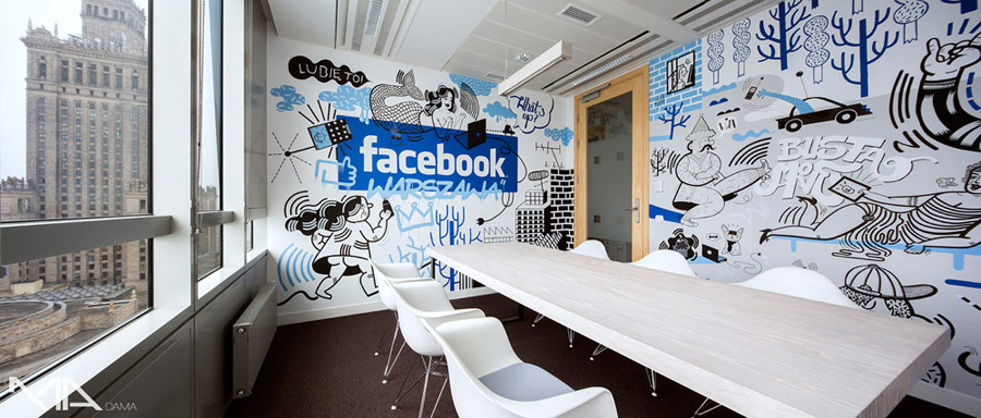 Wnętrza biura Facebook. Projekt: Madama