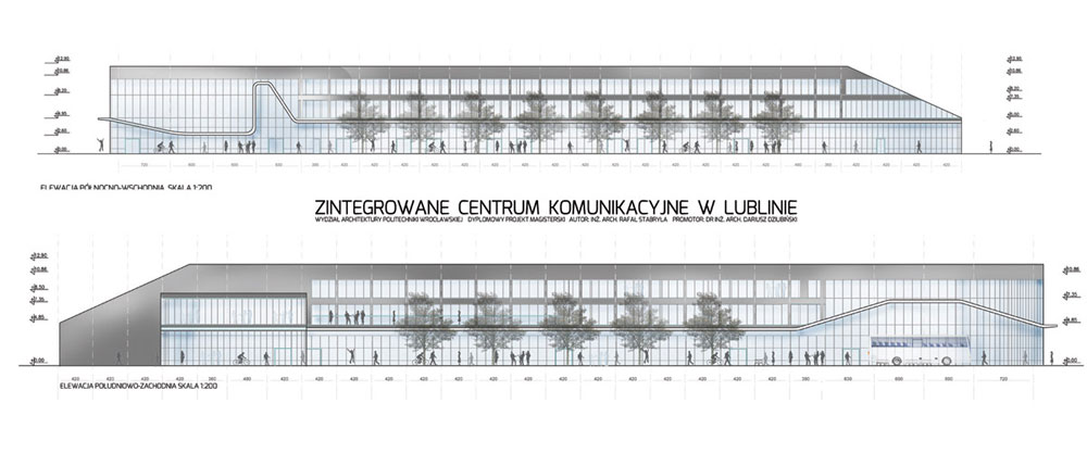 Dyplomy Architektury: Zintegrowane Centrum Komunikacyjne w Lublinie. Projekt: Rafał Stabryła