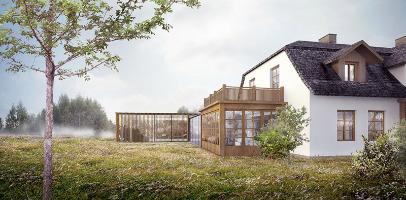 Projekt basenu wraz z rozbudową domu. Autorzy: BXBstudio Bogusław Barnaś