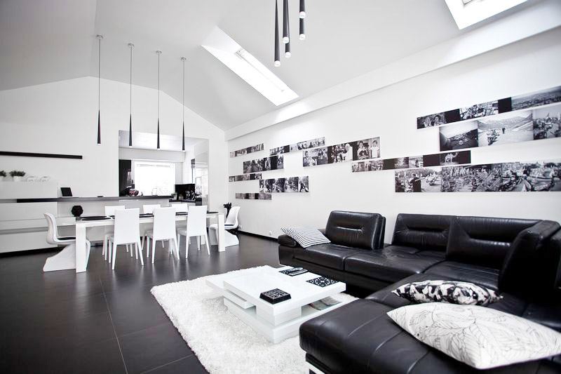 Wnętrza apartamentu Black & White w Bielsko-Białej. Projekt: Kliff Design