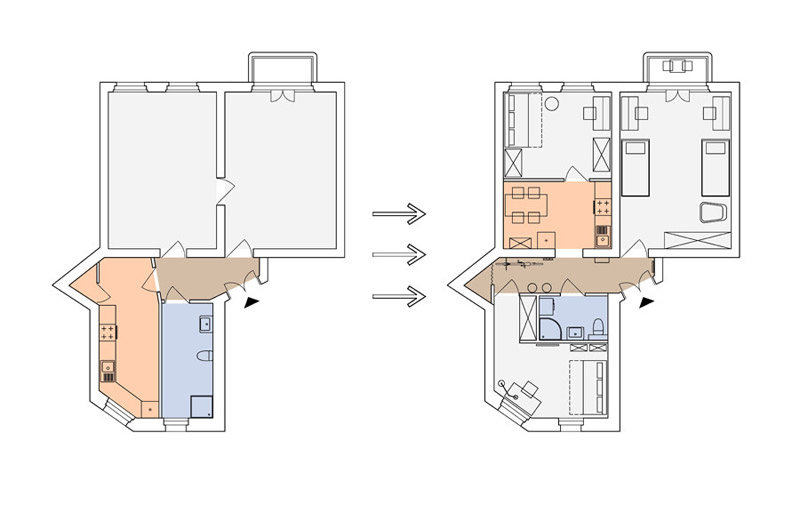 Mieszkanie dla studentów w kamienicy. Projekt wnętrz: Ktura Architekci | Katarzyna Buczkowska