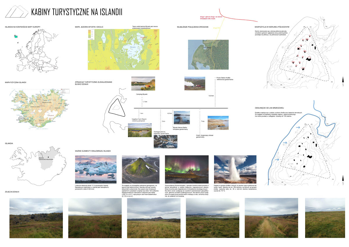 Dyplomy Architektury: Kabiny turystyczne na Islandii. Projekt: Karolina Motyka