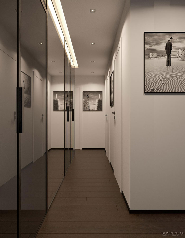 Wnętrza dwupoziomowego apartamentu w Warszawie. Projekt: Suspenzo Architectural Group. Zdjęcia: PragaP_suspenzo