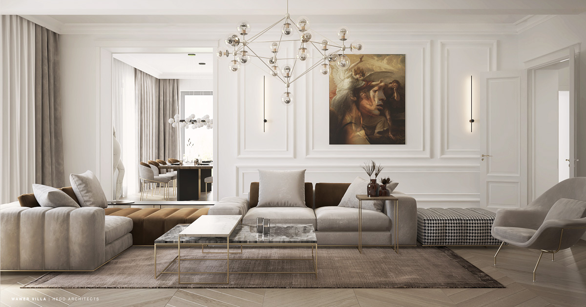 Wnętrza domu w stylu modern classic