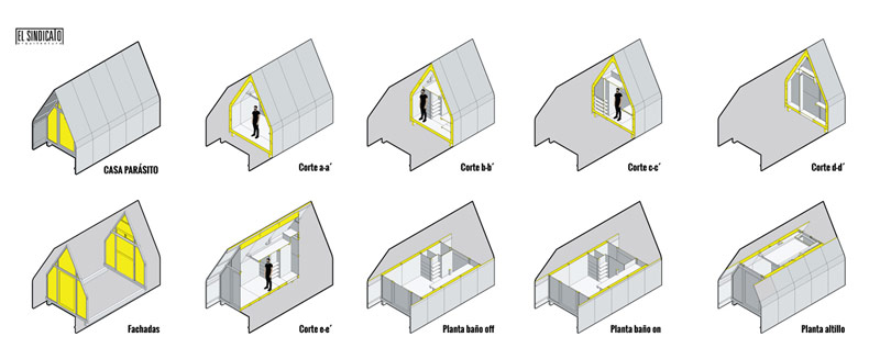 Mikro dom &#8222;pasożyt&#8221; wyrastający na dachu obcego budynku.