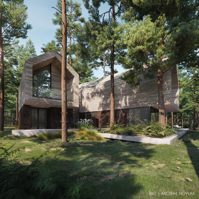 Dom(ki) w lesie pod Warszawą &#8211; nietypowy budynek projektu 81.waw.pl