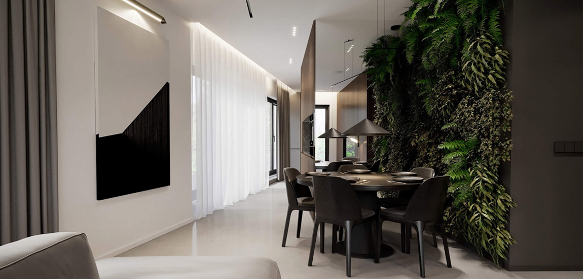 Funkcjonalność i estetyka w w eleganckich wnętrzach apartamentu