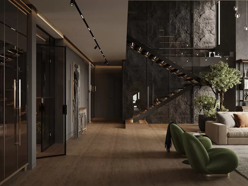 Nowoczesny minimalizm i klasyczny styl w oryginalnych wnętrzach domu
