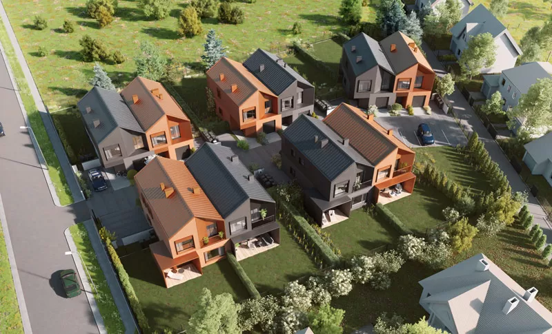 Osiedle dom&oacute;w we wsp&oacute;łczesnej stylistyce