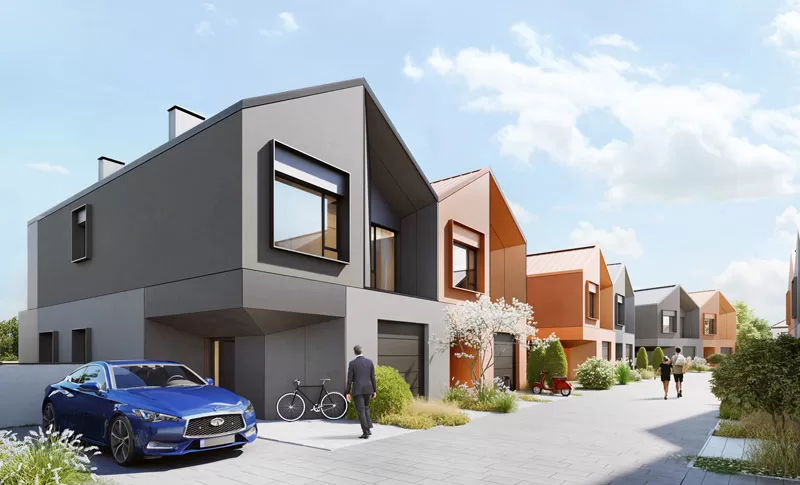 Osiedle dom&oacute;w we wsp&oacute;łczesnej stylistyce