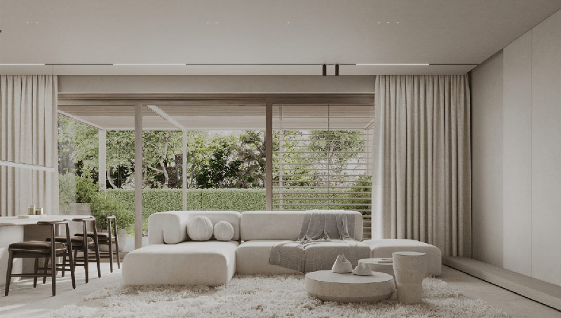 Nowoczesne osiedle SGI w Wilanowie. Prosta bryła i minimalistyczne wnętrza.