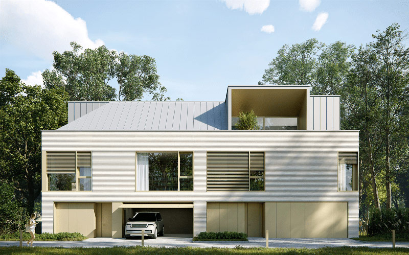 Nowoczesne osiedle SGI w Wilanowie. Prosta bryła i minimalistyczne wnętrza.