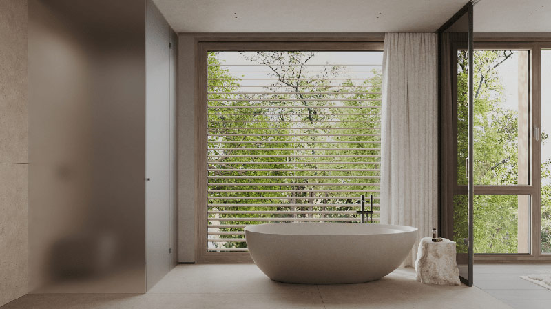 Nowoczesne osiedle SGI w Wilanowie. Prosta bryła i minimalistyczne wnętrza.