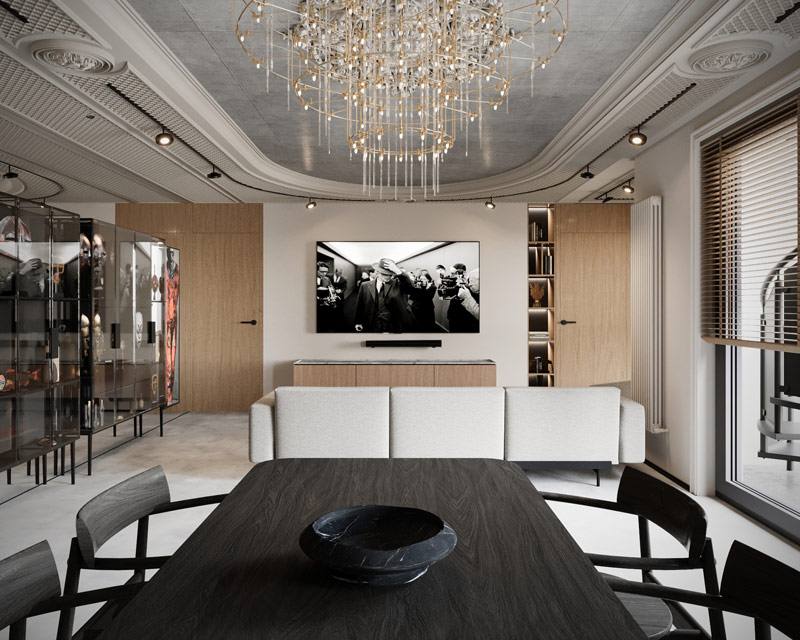 Eklektyczne wnętrze pełne kontrast&oacute;w