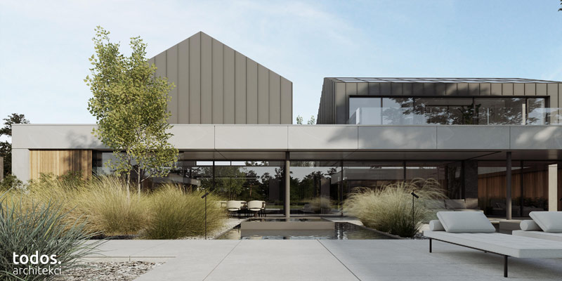 Nowoczesny dom otoczony zielenią