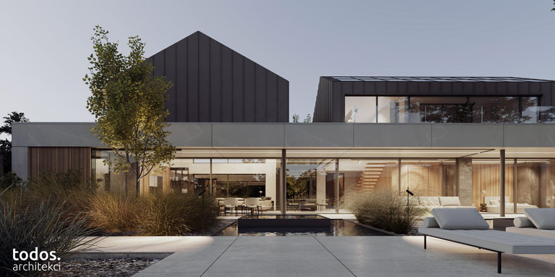 Nowoczesny dom otoczony zielenią