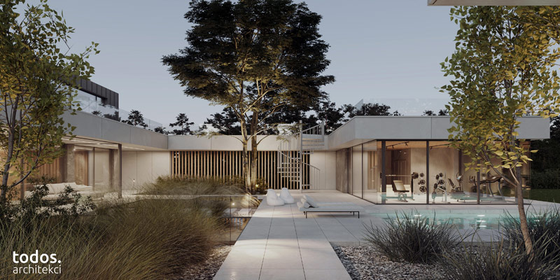 Nowoczesny dom otoczony zielenią