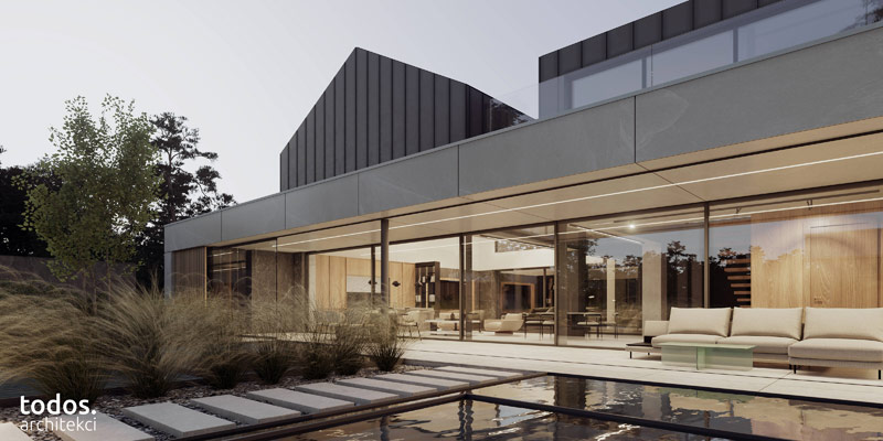 Nowoczesny dom otoczony zielenią