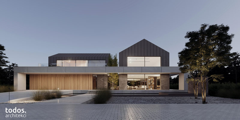 Nowoczesny dom otoczony zielenią