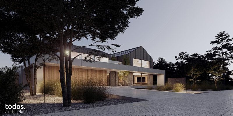 Nowoczesny dom otoczony zielenią