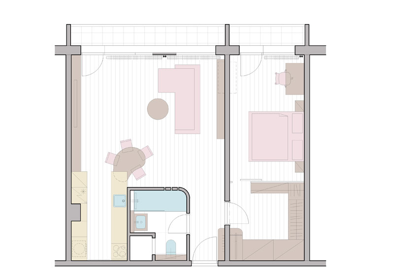 Oryginalne mieszkanie w bloku inspirowane morzem i dynamiką miasta