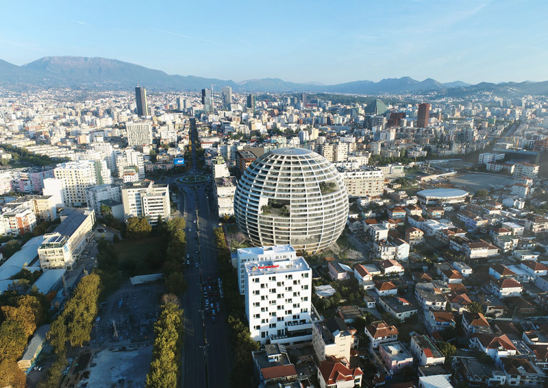 &bdquo;Grand Ballroom&rdquo; projektu MVRDV wygrywa konkurs na arenę sportową z apartamentami i hotelem w Tiranie