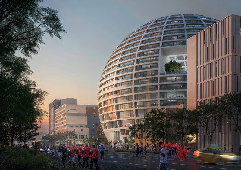 &bdquo;Grand Ballroom&rdquo; projektu MVRDV wygrywa konkurs na arenę sportową z apartamentami i hotelem w Tiranie