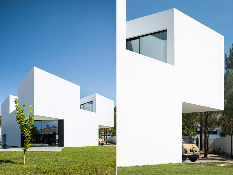 Nietypowa, geometryczna bryła domu w środkowej Portugalii