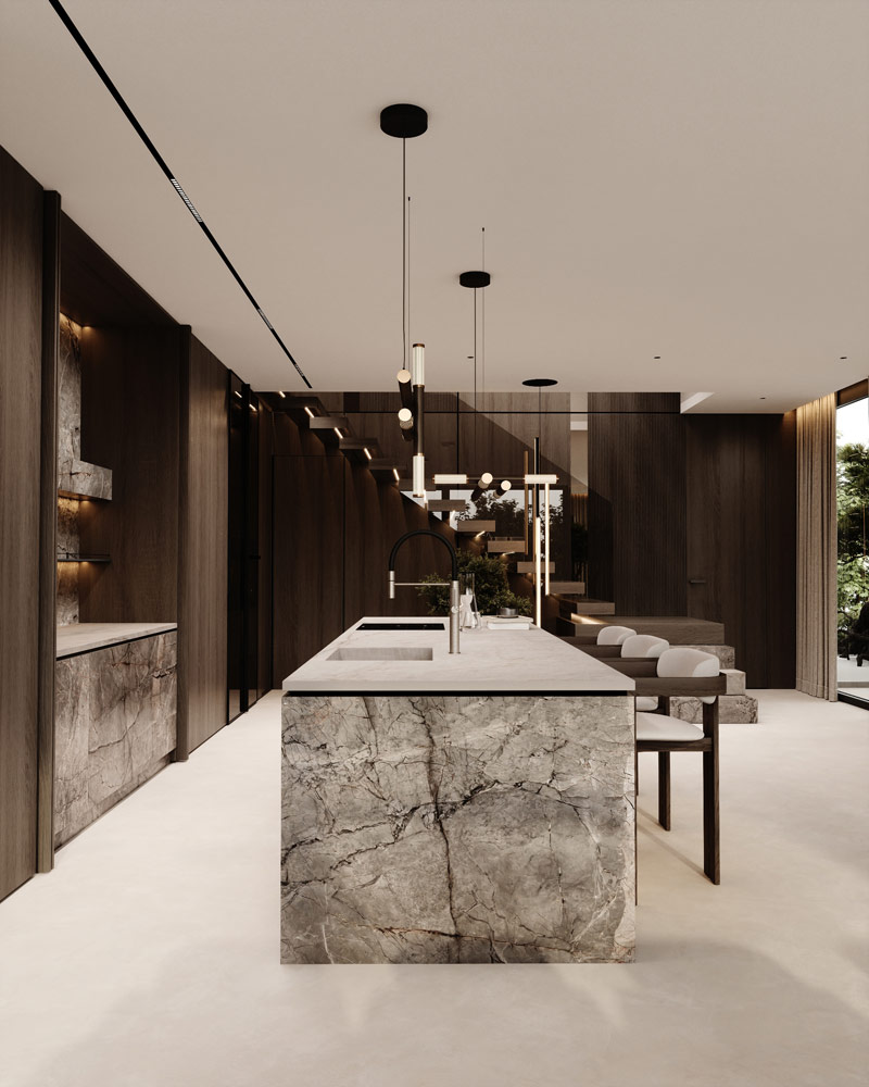 Minimalistyczne formy i wyraziste faktury we wnętrzach domu