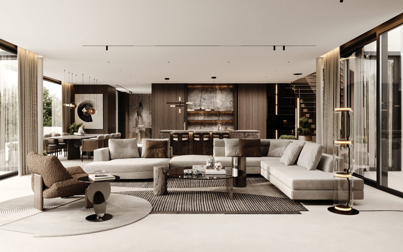 Minimalistyczne formy i wyraziste faktury we wnętrzach domu