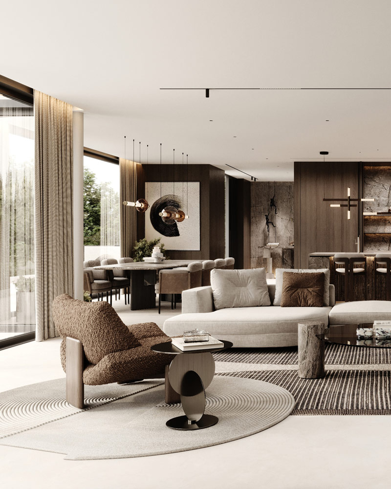 Minimalistyczne formy i wyraziste faktury we wnętrzach domu