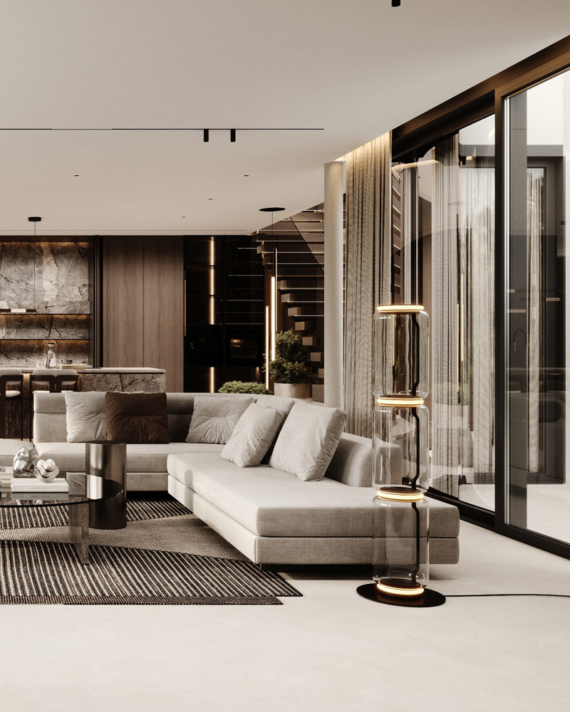 Minimalistyczne formy i wyraziste faktury we wnętrzach domu