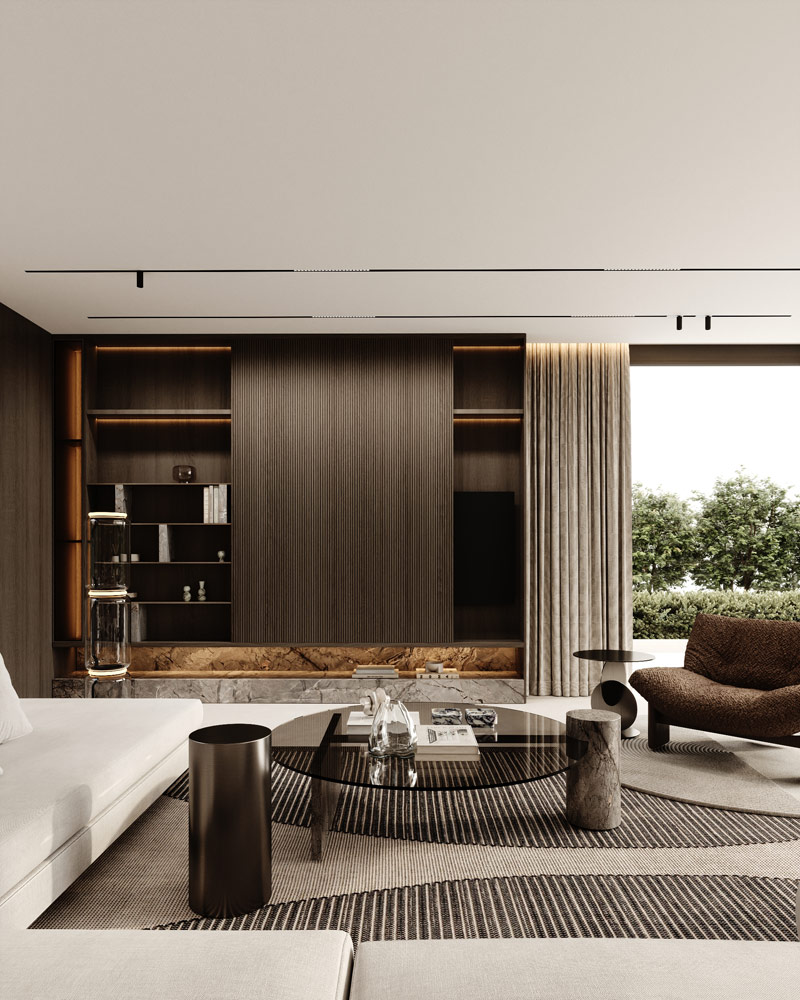 Minimalistyczne formy i wyraziste faktury we wnętrzach domu