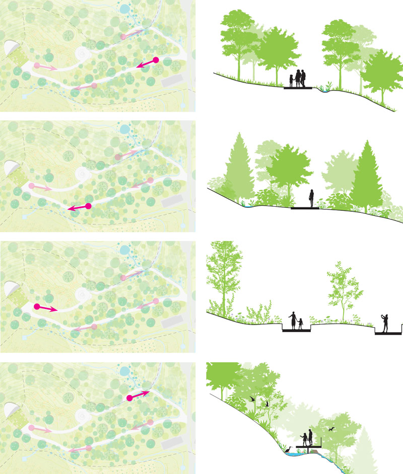 Drewniany pawilon z platformą widokową wtopiony we wzg&oacute;rza Chengdu