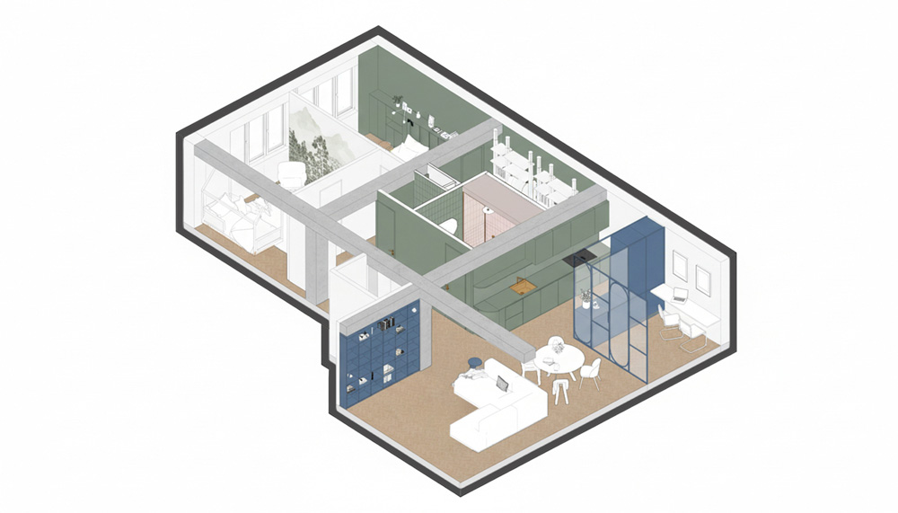 Oryginalne wnętrza mieszkania z lat 50.