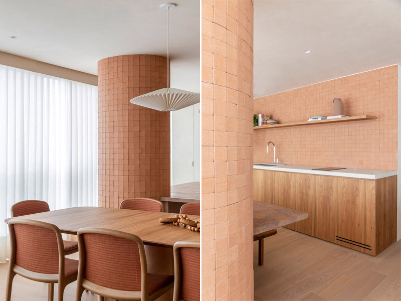 Wnętrze apartamentu z akcentami z terakoty