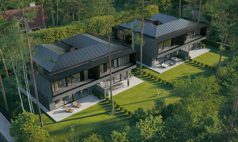 Nero Houses – domy pośr&oacute;d drzew w kolorze grafitu